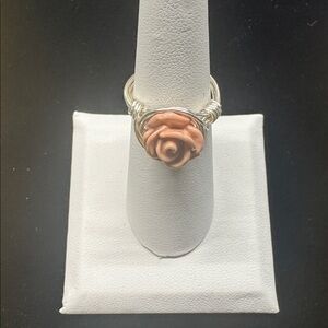 Chic Silver and Pink Rose Ring